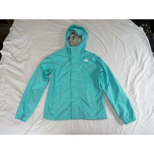 North Face Girls Aqua Mint Light Green Coat Rain Jacket Shell Size Medium10 12